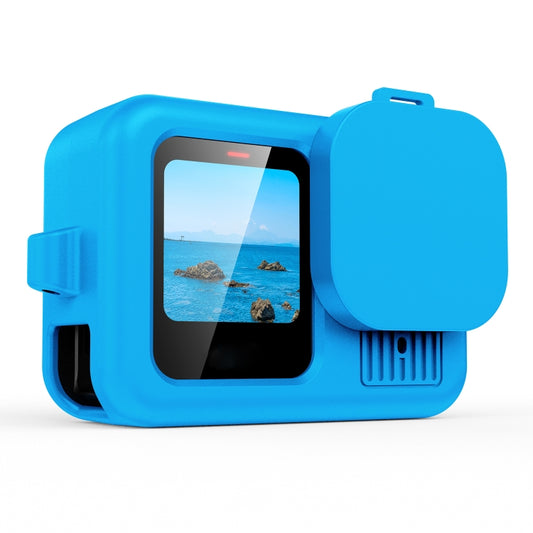 For GoPro HERO13 Black Silicone Protective Case Cover with Wrist Strap & Lens Cover (Blue) - Silicone Cases by buy2fix | Online Shopping UK | buy2fix