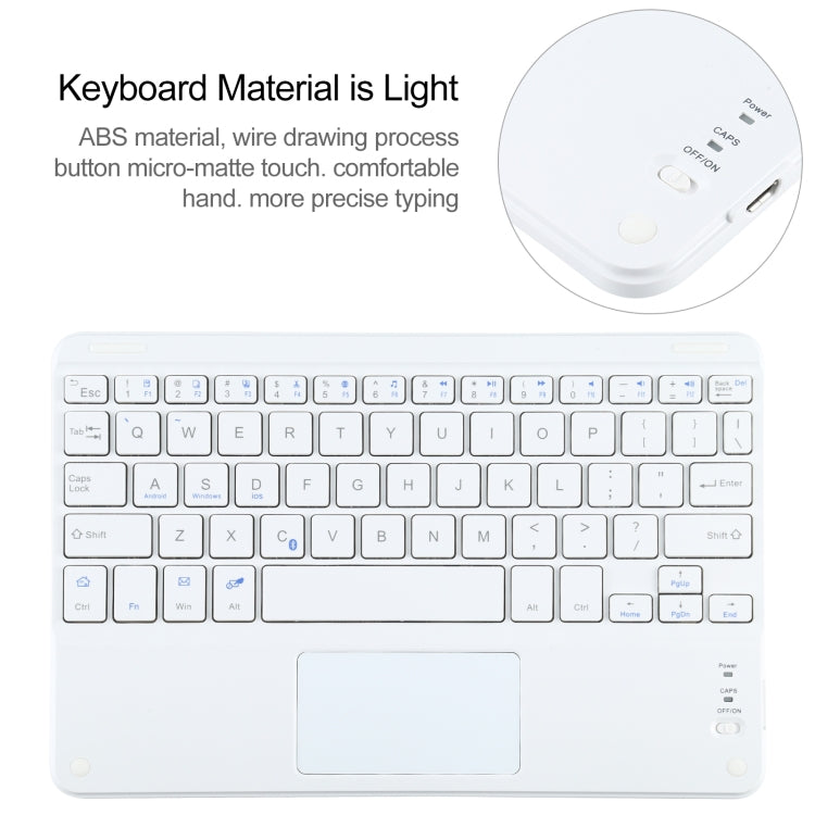 Universal Detachable Bluetooth Keyboard + Leather Tablet Case with Touchpad for iPad 9-10 inch, Specification:White Keyboard(Gold) - Universal by buy2fix | Online Shopping UK | buy2fix