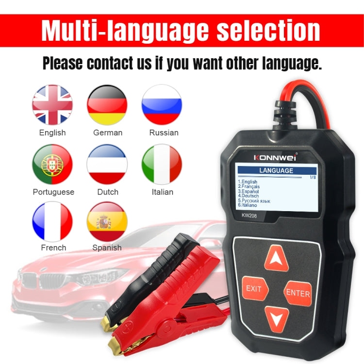 KONNWEI KW208 Car TFT Color Screen Battery Tester Support 8 Languages - Code Readers & Scan Tools by KONNWEI | Online Shopping UK | buy2fix