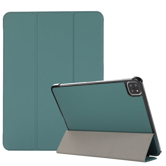 3-folding Skin Texture Horizontal Flip TPU + PU Leather Case with Holder For iPad Air 11 2024 / 2022 / 2020 10.9 (Green) - iPad Air (2022) / (2020) 10.9 Cases by buy2fix | Online Shopping UK | buy2fix