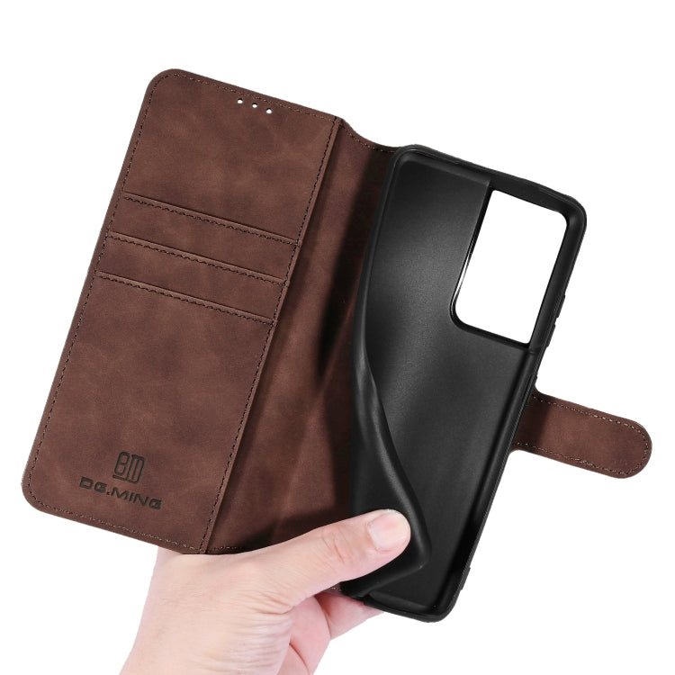 For Samsung Galaxy S21 Ultra 5G DG.MING Retro Oil Side Horizontal Flip Case with Holder & Card Slots & Wallet(Coffee) - Galaxy S21 5G Cases by DG.MING | Online Shopping UK | buy2fix