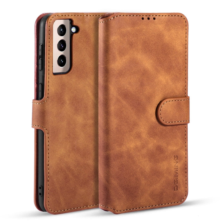 For Samsung Galaxy S21 5G DG.MING Retro Oil Side Horizontal Flip Case with Holder & Card Slots & Wallet(Brown) - Galaxy S21 5G Cases by DG.MING | Online Shopping UK | buy2fix