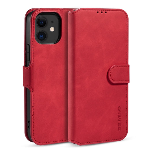 For iPhone 12 mini DG.MING Retro Oil Side Horizontal Flip Case with Holder & Card Slots & Wallet (Red) - iPhone 12 mini Cases by DG.MING | Online Shopping UK | buy2fix