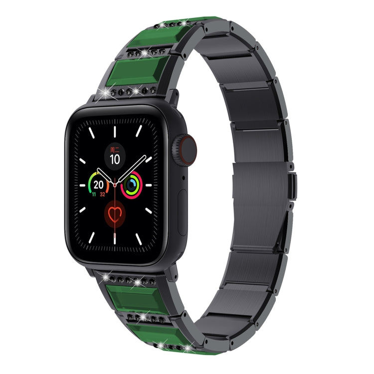 XingYao Series Two-tone Steel Watch Band For Apple Watch Ultra 49mm&Watch Ultra 2 49mm / Series 9&8&7 45mm / SE 3&SE 2&6&SE&5&4 44mm / 3&2&1 42mm(Black+Green) - Watch Bands by buy2fix | Online Shopping UK | buy2fix