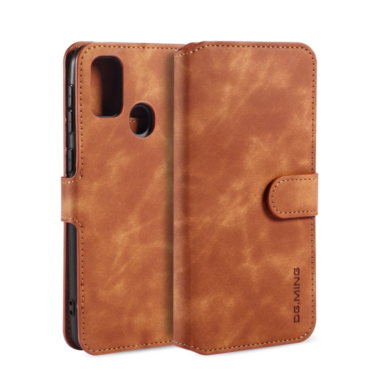 For Galaxy M30s DG.MING Retro Oil Side Horizontal Flip Case with Holder & Card Slots & Wallet(Brown) - Galaxy Phone Cases by DG.MING | Online Shopping UK | buy2fix