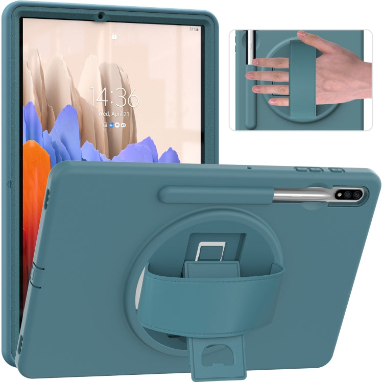 For Samsung Galaxy Tab S8+ / Tab S8 Plus /  Tab S7 FE / Tab S7+ SM-T970 360 Degree Rotation PC + TPU Protective Case with Holder & Hand-strap & Pen Slot(Light Blue) - Galaxy Tab S8+ Cases by buy2fix | Online Shopping UK | buy2fix