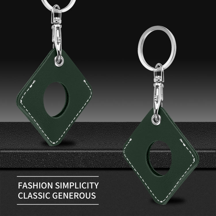 Square PU Leather Case Shockproof Anti-scratch Protective Cover with Keychain Ring Loop For AirTag(Deep Green) - Key Chain Series by MOMAX | Online Shopping UK | buy2fix