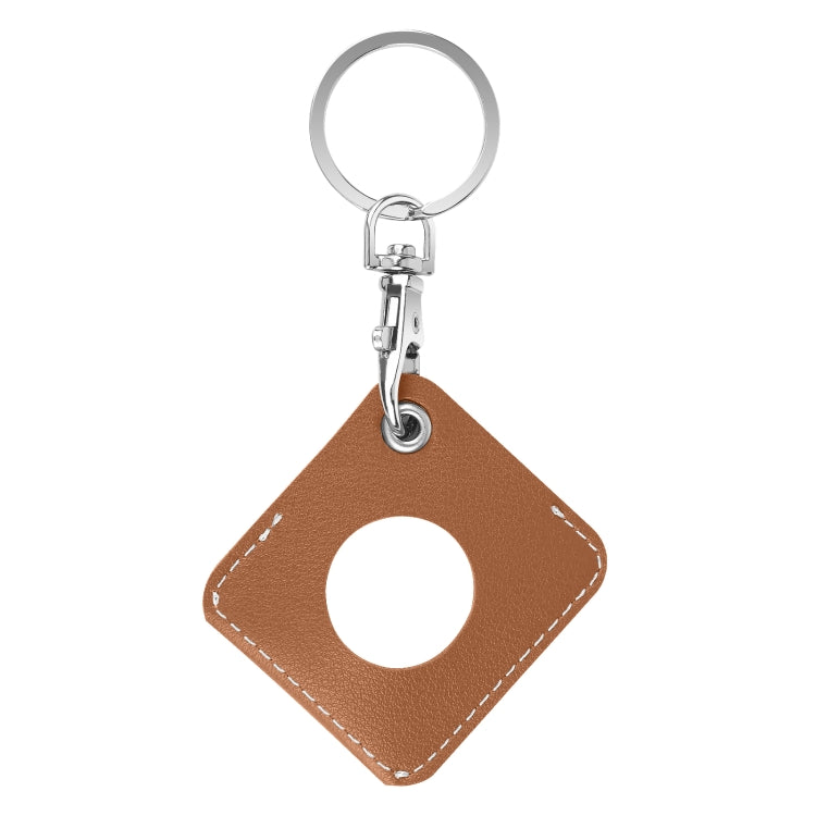 Square PU Leather Case Shockproof Anti-scratch Protective Cover with Keychain Ring Loop For AirTag(Brown) - Key Chain Series by MOMAX | Online Shopping UK | buy2fix