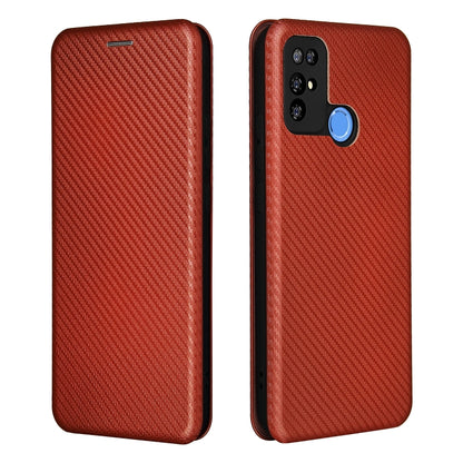 For Doogee X96 Pro Carbon Fiber Texture Horizontal Flip TPU + PC + PU Leather Case with Card Slot(Brown) - More Brand by buy2fix | Online Shopping UK | buy2fix