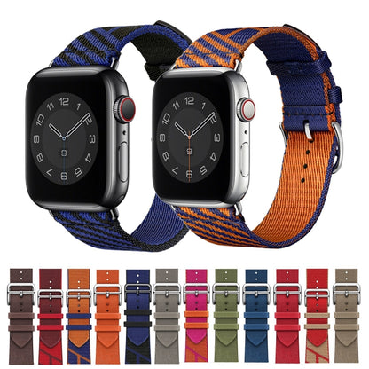 Two-color Nylon Braid Watch Band For Apple Watch Ultra 49mm&Watch Ultra 2 49mm / Series 9&8&7 45mm / SE 3&SE 2&6&SE&5&4 44mm / 3&2&1 42mm(Dark Red+Red) - Watch Bands by buy2fix | Online Shopping UK | buy2fix