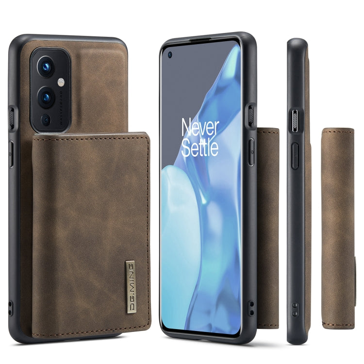 For OnePlus 9 (EU/NA) DG.MING M1 Series 3-Fold Multi Card Wallet  Back Cover Shockproof Case with Holder Function(Coffee) -  by DG.MING | Online Shopping UK | buy2fix