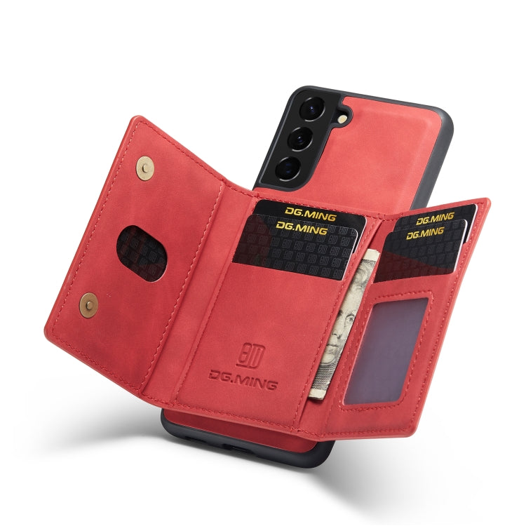 For Samsung Galaxy S21+ DG.MING M2 Series 3-Fold Multi Card Bag Back Cover Shockproof Case with Wallet & Holder Function(Red) - Galaxy Phone Cases by DG.MING | Online Shopping UK | buy2fix