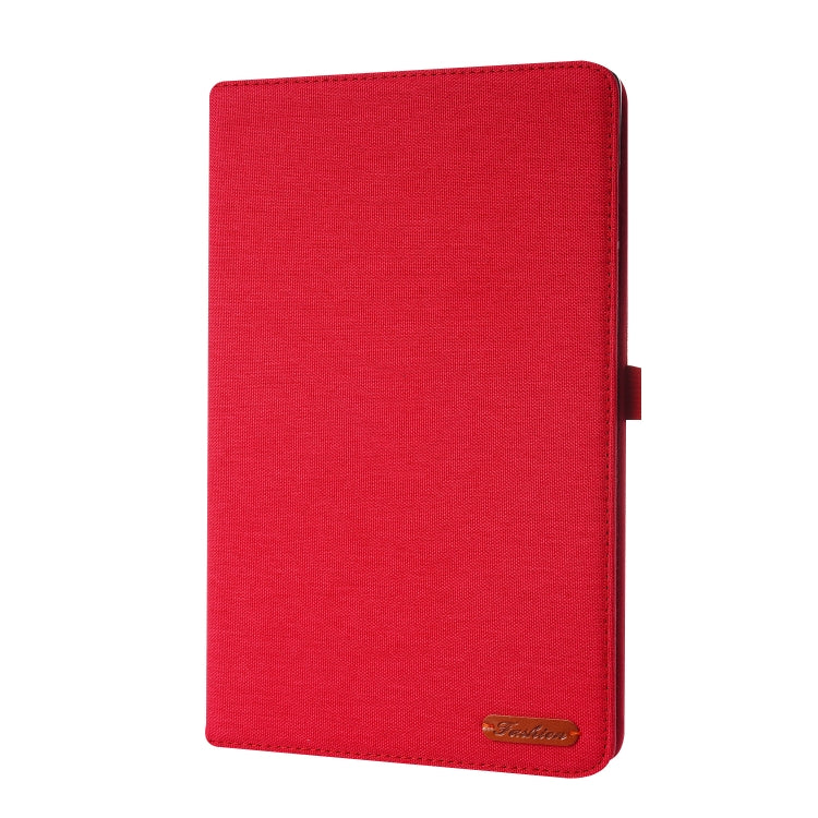 For Lenovo Tab K10 Fabric Texture Horizontal Flip TPU Leather Case with Holder(Red) - Lenovo by buy2fix | Online Shopping UK | buy2fix