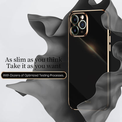 For iPhone 12 XINLI Straight 6D Plating Gold Edge TPU Shockproof Case(Celestial Blue) - iPhone 12 / 12 Pro Cases by XINLI | Online Shopping UK | buy2fix