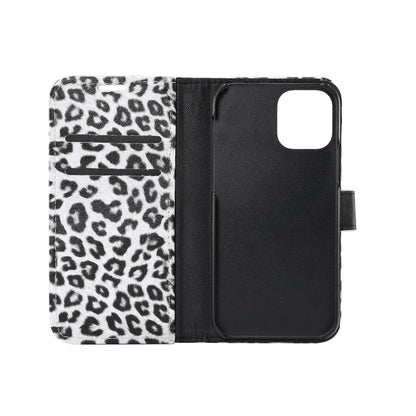 For iPhone 13 Leopard Pattern Horizontal Flip PC + PU Leather Case with Holder & Card Slots & Wallet(White) - iPhone 13 Cases by buy2fix | Online Shopping UK | buy2fix