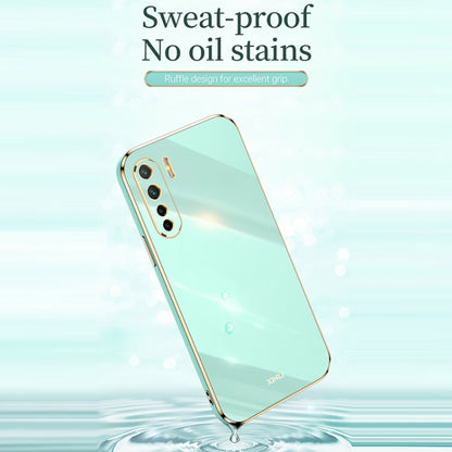 For OPPO A91 XINLI Straight 6D Plating Gold Edge TPU Shockproof Case(White) - OPPO Cases by XINLI | Online Shopping UK | buy2fix