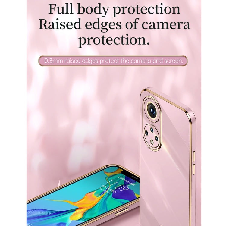 For Honor 50 XINLI Straight Edge 6D Electroplate TPU Phone Case with Ring Holder(Cherry Purple) - Honor Cases by XINLI | Online Shopping UK | buy2fix