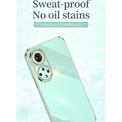 For Honor 50 XINLI Straight Edge 6D Electroplate TPU Phone Case with Ring Holder(Mint Green) - Honor Cases by XINLI | Online Shopping UK | buy2fix