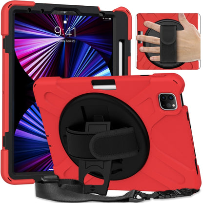 For iPad Pro 11 2022 / 2021 / 2020 / 2018 Silicone + PC Protective Tablet Case with Holder & Shoulder Strap(Red) - iPad Pro 11 (2022/2021) Cases by buy2fix | Online Shopping UK | buy2fix