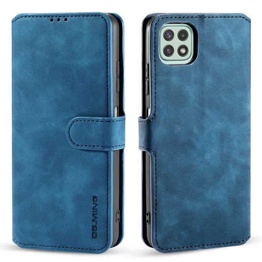 For Samsung Galaxy A22 5G DG.MING Retro Oil Side Horizontal Flip Leather Case with Holder & Card Slots & Wallet(Blue) - Galaxy Phone Cases by DG.MING | Online Shopping UK | buy2fix