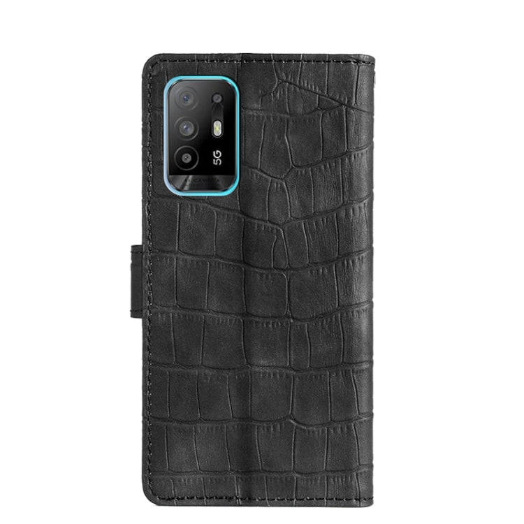 For OPPO A94 5G / F19 Pro+ / Reno5 Z Skin Feel Crocodile Texture Magnetic Clasp Horizontal Flip PU Leather Case with Holder & Card Slots & Wallet(Black) - OPPO Cases by buy2fix | Online Shopping UK | buy2fix