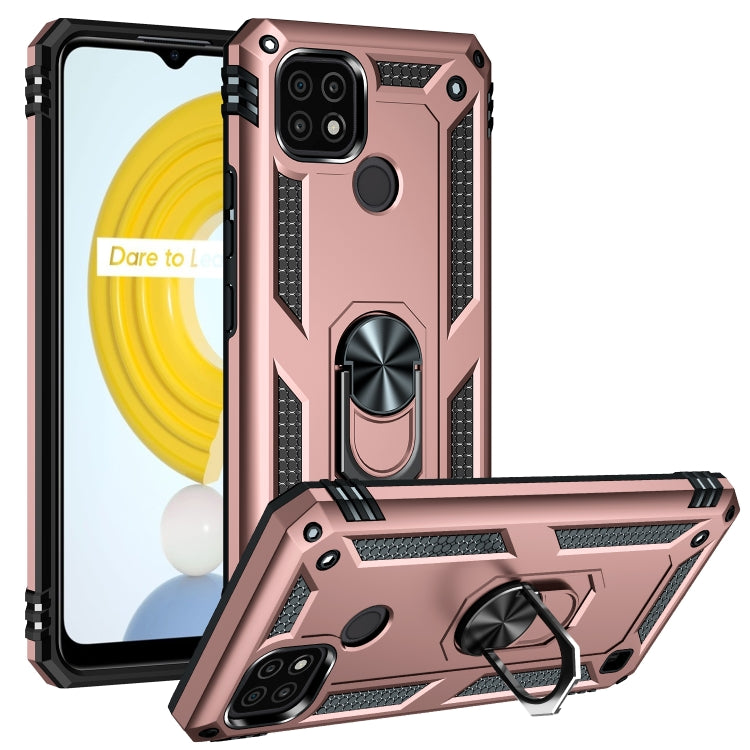 For OPPO Realme C21 Shockproof TPU + PC Protective Case with 360 Degree Rotating Holder(Rose Gold) - Realme Cases by buy2fix | Online Shopping UK | buy2fix