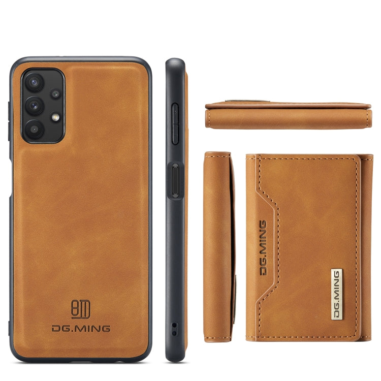 For Samsung Galaxy A32 5G DG.MING M2 Series 3-Fold Multi Card Bag Back Cover Shockproof Case with Wallet & Holder Function(Brown) - Galaxy Phone Cases by DG.MING | Online Shopping UK | buy2fix