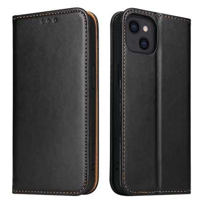 For iPhone 13 Fierre Shann PU Leather Texture Horizontal Flip Leather Case with Holder & Card Slots & Wallet(Black) - iPhone 13 Cases by FIERRE SHANN | Online Shopping UK | buy2fix