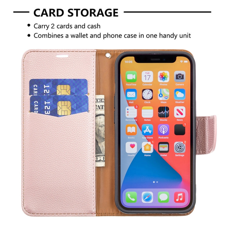 For iPhone 13 Pro Litchi Texture Pure Color Horizontal Flip Leather Case with Holder & Card Slots & Wallet & Lanyard (Rose Gold) - iPhone 13 Pro Cases by buy2fix | Online Shopping UK | buy2fix