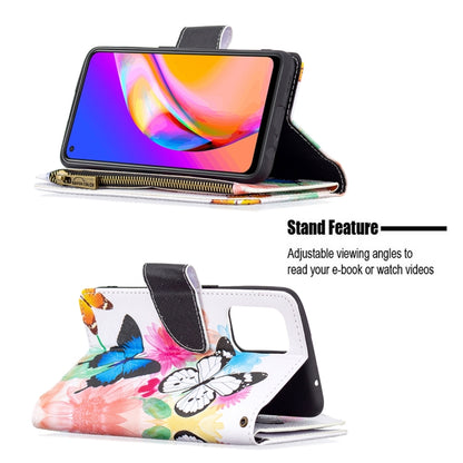 For OPPO A94 5G/F19 Pro+ 5G/Reno5 Z 5G Colored Drawing Pattern Zipper Horizontal Flip Leather Case with Holder & Card Slots & Wallet(Two Butterflies) - OPPO Cases by buy2fix | Online Shopping UK | buy2fix