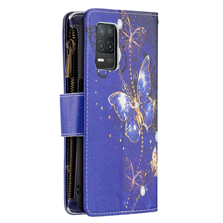 For OPPO Realme 8 5G/V13 5G Colored Drawing Pattern Zipper Horizontal Flip Leather Case with Holder & Card Slots & Wallet(Purple Butterfly) - Realme Cases by buy2fix | Online Shopping UK | buy2fix