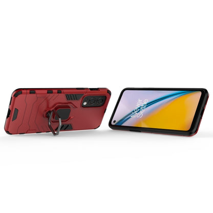 For OnePlus Nord 2 5G PC + TPU Shockproof Protective Case with Magnetic Ring Holder(Red) - OnePlus Cases by buy2fix | Online Shopping UK | buy2fix