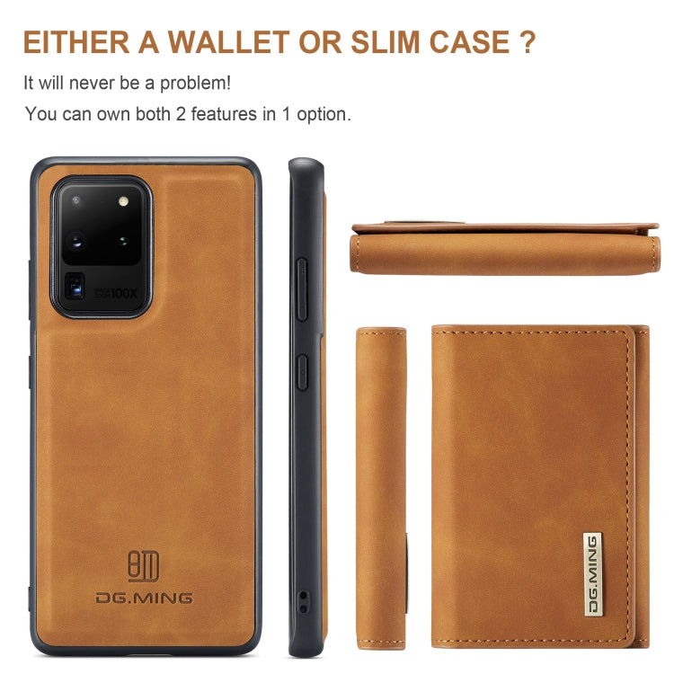 For Samsung Galaxy S20 Ultra DG.MING M1 Series 3-Fold Multi Card Wallet  Back Cover Shockproof Case with Holder Function(Brown) - Galaxy Phone Cases by DG.MING | Online Shopping UK | buy2fix