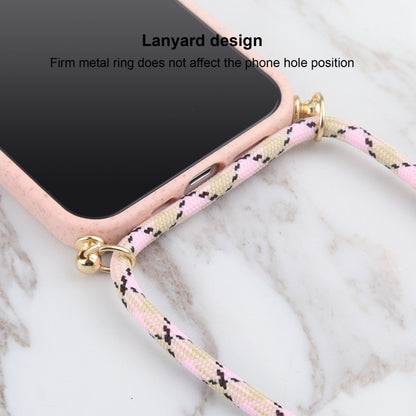 For iPhone 13 Pro Wheat Straw Material + TPU Shockproof Case with Neck Lanyard (Pink) - iPhone 13 Pro Cases by buy2fix | Online Shopping UK | buy2fix