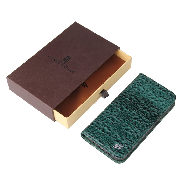 For iPhone 13 Fierre Shann Crocodile Texture Magnetic Horizontal Flip Genuine Leather Case with Holder & Card Slot(Black) - iPhone 13 Cases by FIERRE SHANN | Online Shopping UK | buy2fix