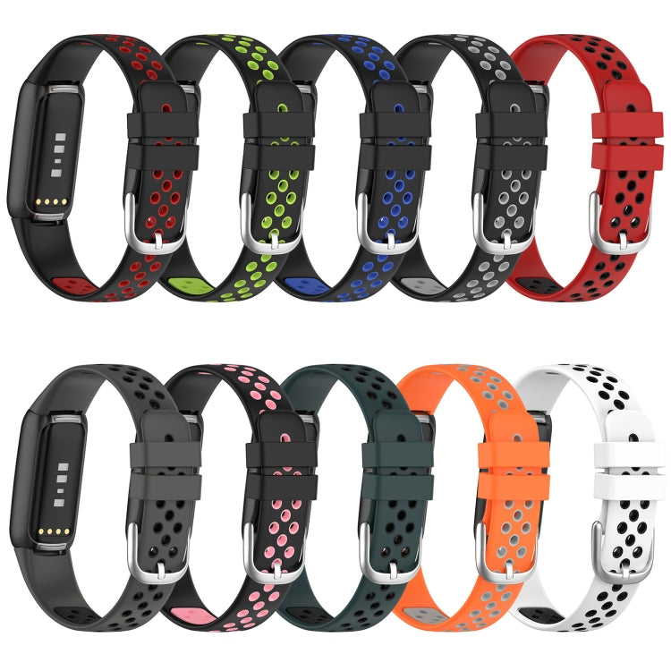 For Fitbit Luxe Two-color Silicone Watch Band(Orange Grey) - Watch Bands by buy2fix | Online Shopping UK | buy2fix