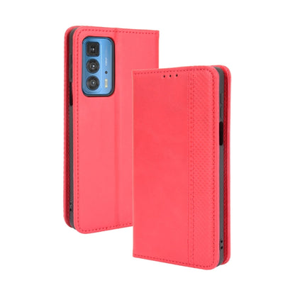 For Motorola Edge 20 Pro / Edge S Pro Magnetic Buckle Retro Crazy Horse Texture Horizontal Flip Leather Case with Holder & Card Slots & Photo Frame(Red) - Motorola Cases by buy2fix | Online Shopping UK | buy2fix