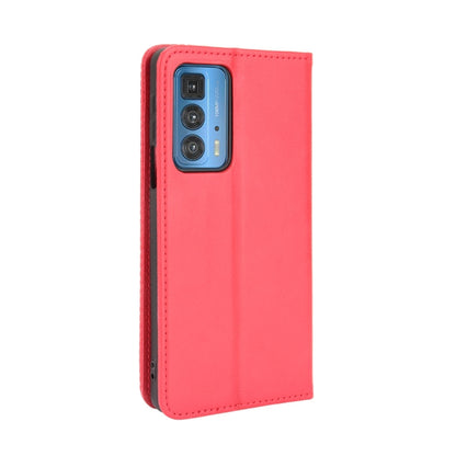 For Motorola Edge 20 Pro / Edge S Pro Magnetic Buckle Retro Crazy Horse Texture Horizontal Flip Leather Case with Holder & Card Slots & Photo Frame(Red) - Motorola Cases by buy2fix | Online Shopping UK | buy2fix