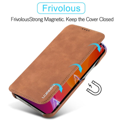 For iPhone 13 mini LC.IMEEKE Hon Ancient Series Horizontal Flip Leather Case with Holder & Card Slot (Brown) - iPhone 13 mini Cases by LC.IMEEKE | Online Shopping UK | buy2fix