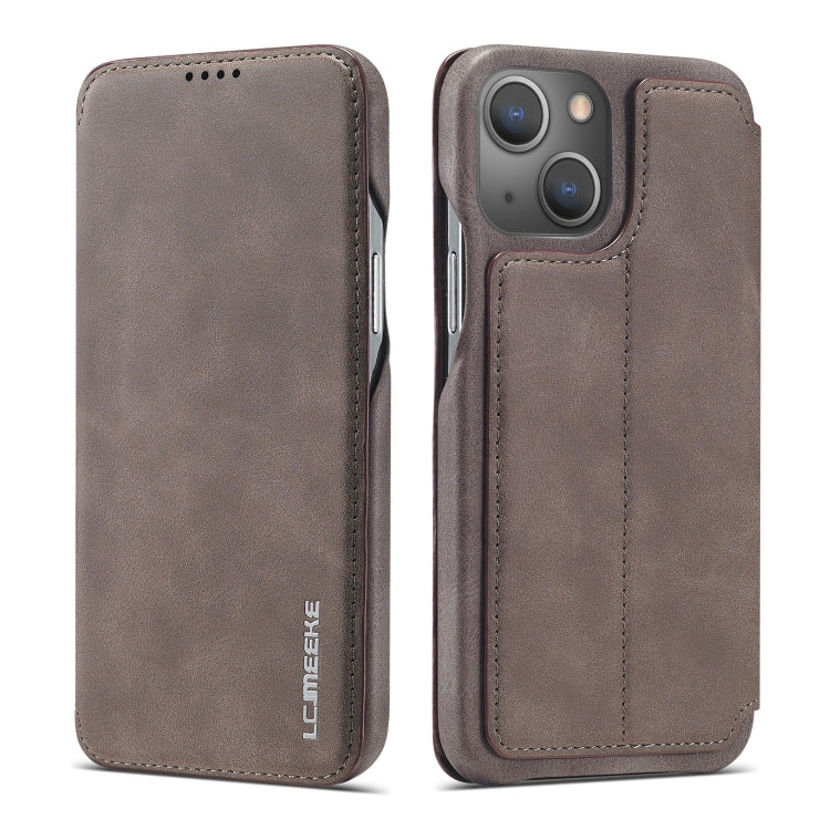 For iPhone 13 LC.IMEEKE Hon Ancient Series Horizontal Flip Leather Case with Holder & Card Slot(Coffee) - iPhone 13 Cases by LC.IMEEKE | Online Shopping UK | buy2fix