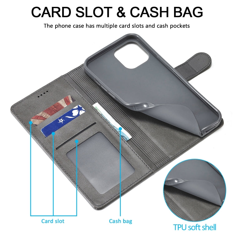 For iPhone 13 mini LC.IMEEKE Calf Texture Horizontal Flip Leather Case with Holder & Card Slots & Wallet (Grey) - iPhone 13 mini Cases by LC.IMEEKE | Online Shopping UK | buy2fix