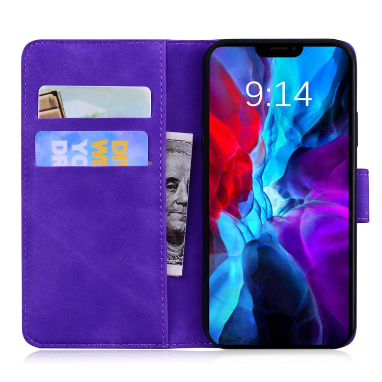 For iPhone 13 mini Tiger Embossing Pattern Horizontal Flip Leather Case with Holder & Card Slots & Wallet (Purple) - iPhone 13 mini Cases by buy2fix | Online Shopping UK | buy2fix