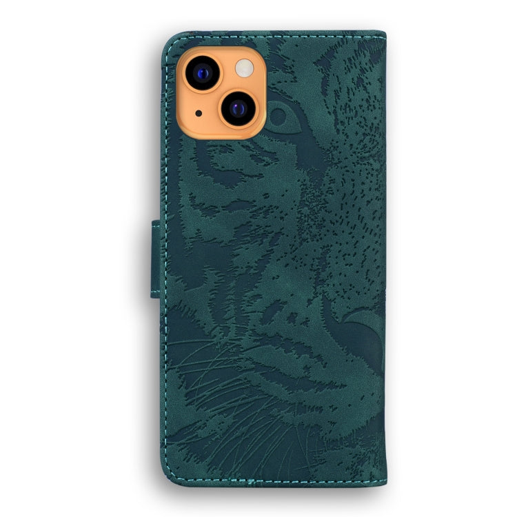 For iPhone 13 Tiger Embossing Pattern Horizontal Flip Leather Case with Holder & Card Slots & Wallet(Green) - iPhone 13 Cases by buy2fix | Online Shopping UK | buy2fix