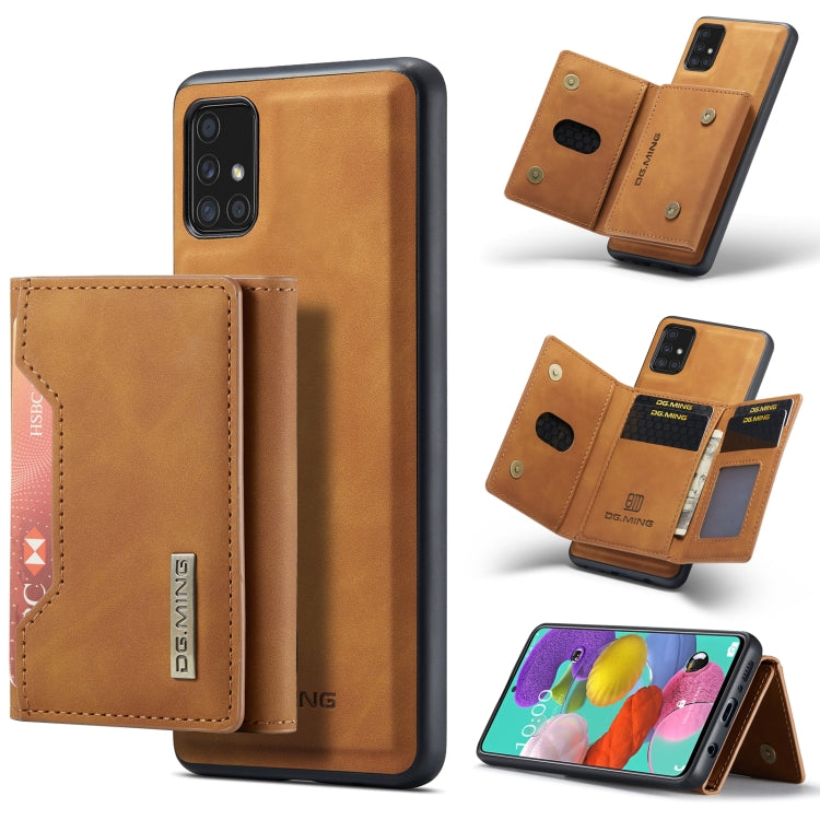 For Samsung Galaxy A51 DG.MING M2 Series 3-Fold Multi Card Bag Back Cover Shockproof Case with Wallet & Holder Function(Brown) - Galaxy Phone Cases by DG.MING | Online Shopping UK | buy2fix