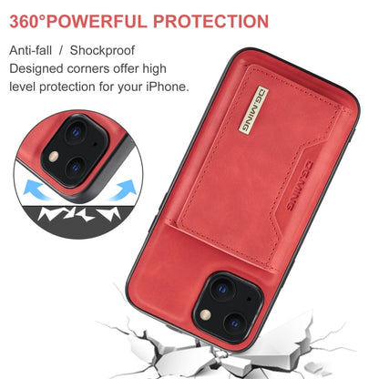 For iPhone 13 mini DG.MING M2 Series 3-Fold Card Bag Shockproof Case with Wallet & Holder Function (Red) - iPhone 13 mini Cases by DG.MING | Online Shopping UK | buy2fix