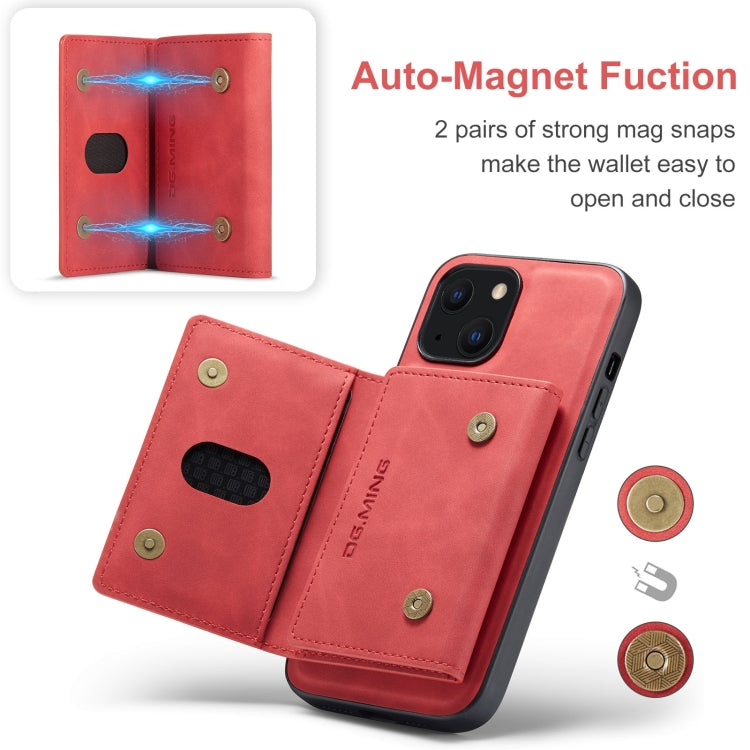 For iPhone 13 mini DG.MING M2 Series 3-Fold Card Bag Shockproof Case with Wallet & Holder Function (Red) - iPhone 13 mini Cases by DG.MING | Online Shopping UK | buy2fix