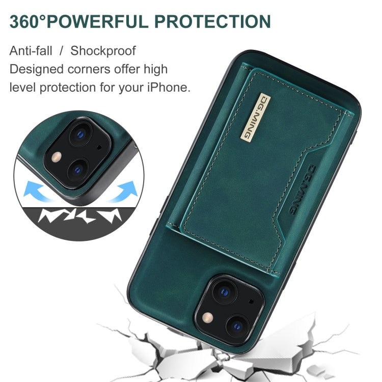 For iPhone 13 mini DG.MING M2 Series 3-Fold Card Bag Shockproof Case with Wallet & Holder Function (Green) - iPhone 13 mini Cases by DG.MING | Online Shopping UK | buy2fix