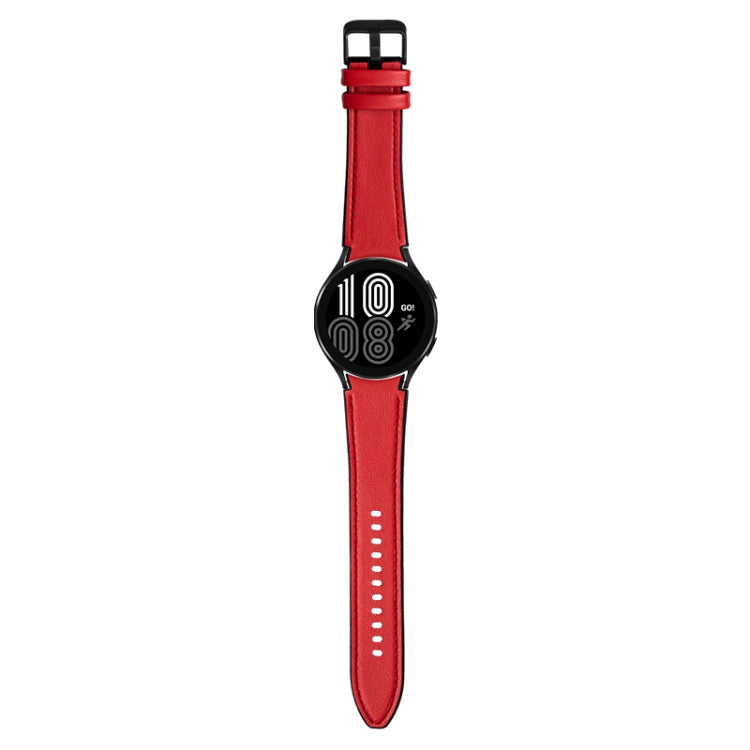 For Samsung Galaxy Watch4 Silicone + Leather Black Buckle Watch Band(Red) - Watch Bands by buy2fix | Online Shopping UK | buy2fix