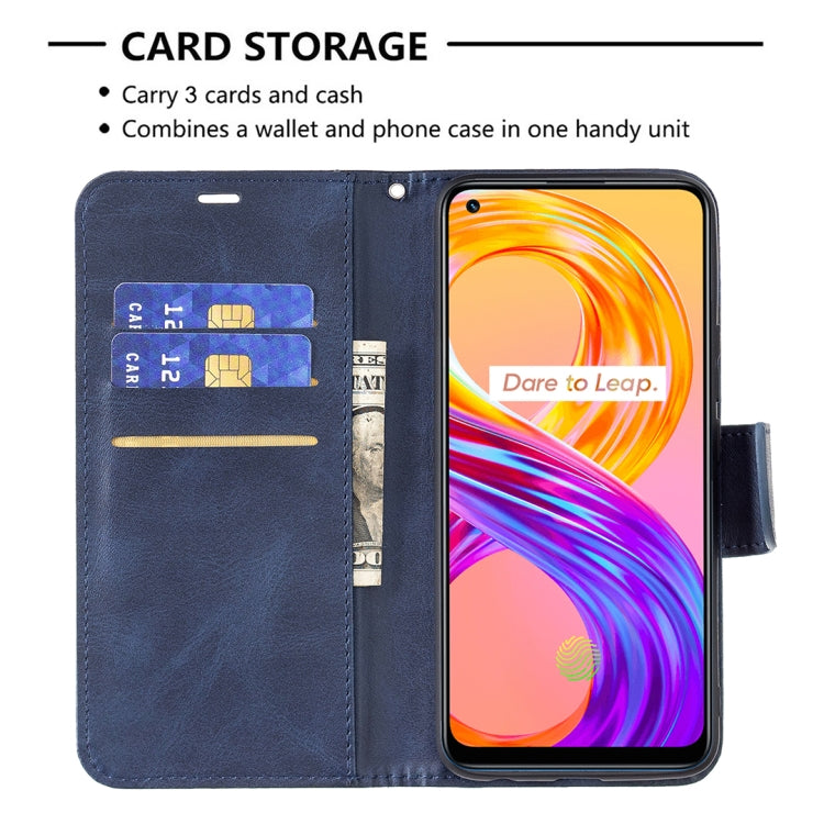 For OPPO Realme 8/Realme 8 Pro Retro Lambskin Texture Pure Color Horizontal Flip PU Leather Case with Holder & Card Slots & Wallet & Lanyard(Blue) - Realme Cases by buy2fix | Online Shopping UK | buy2fix