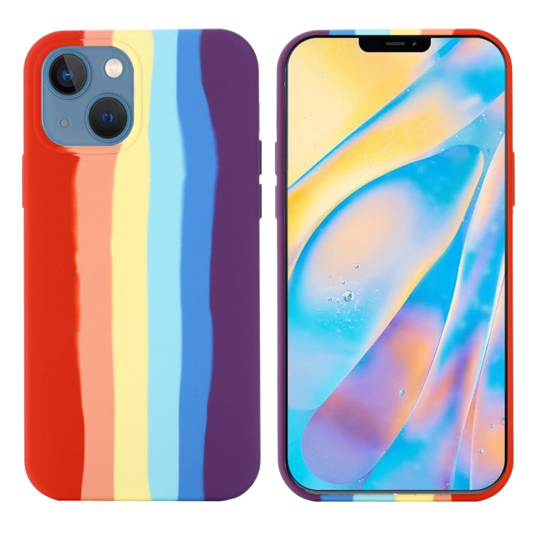 For iPhone 13 mini Rainbow Liquid Silicone Shockproof Full Coverage Protective Case (Red) - iPhone 13 mini Cases by buy2fix | Online Shopping UK | buy2fix